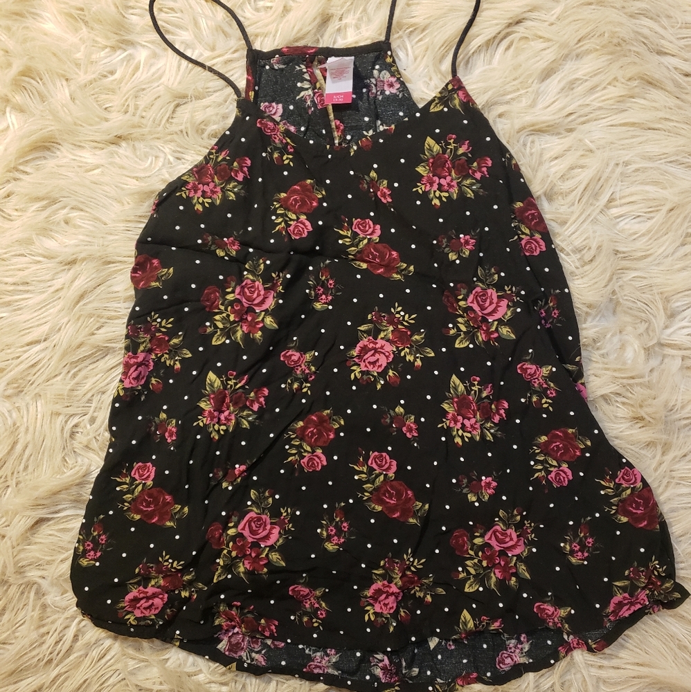 Black Floral Spaghetti Strap Top